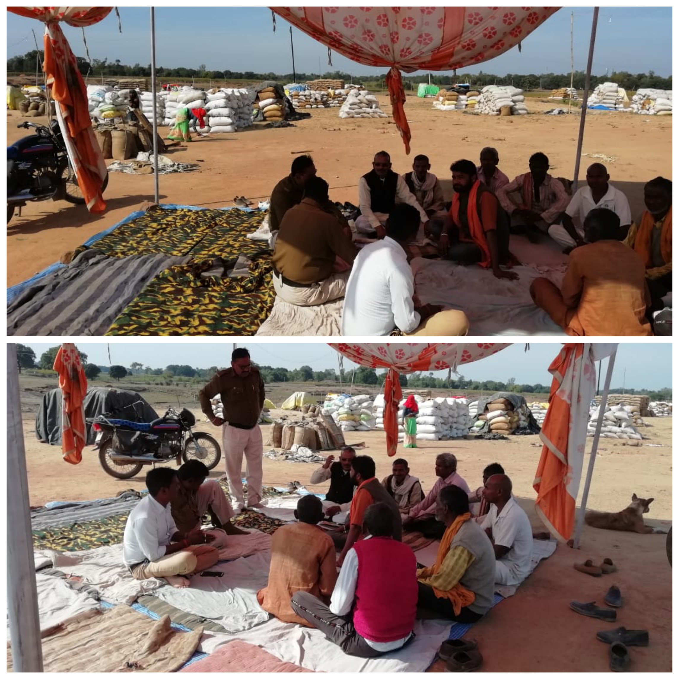 शीत लहर मे भी आठवें दिन किसानो का लगातार धरना जारी ।