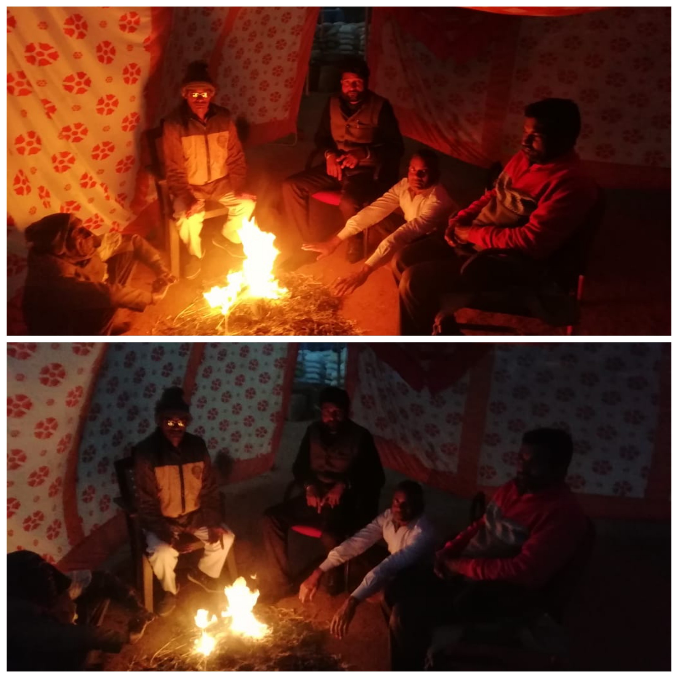  भीषण शीत लहर मे आलाव के सहारे रात बिताते अनशनकारी चोटीवाला